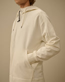 Sweat à Capuche Zippé Diagonal Fleece Goggle – C.P. Company – Blanc