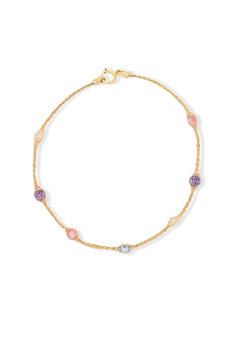 Bracelet "Constellation Ovale Pastel" Or Jaune 375/1000 et Zirconium