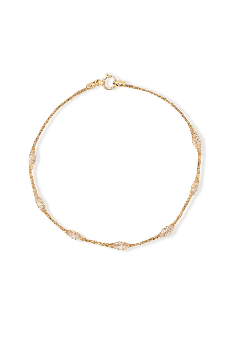 Bracelet "Eclat D'Amande" Or Jaune 375/1000 Et Zirconium