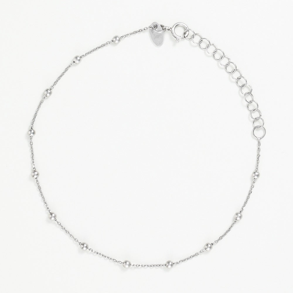 Bracelet Chaîne Boule En Or Blanc