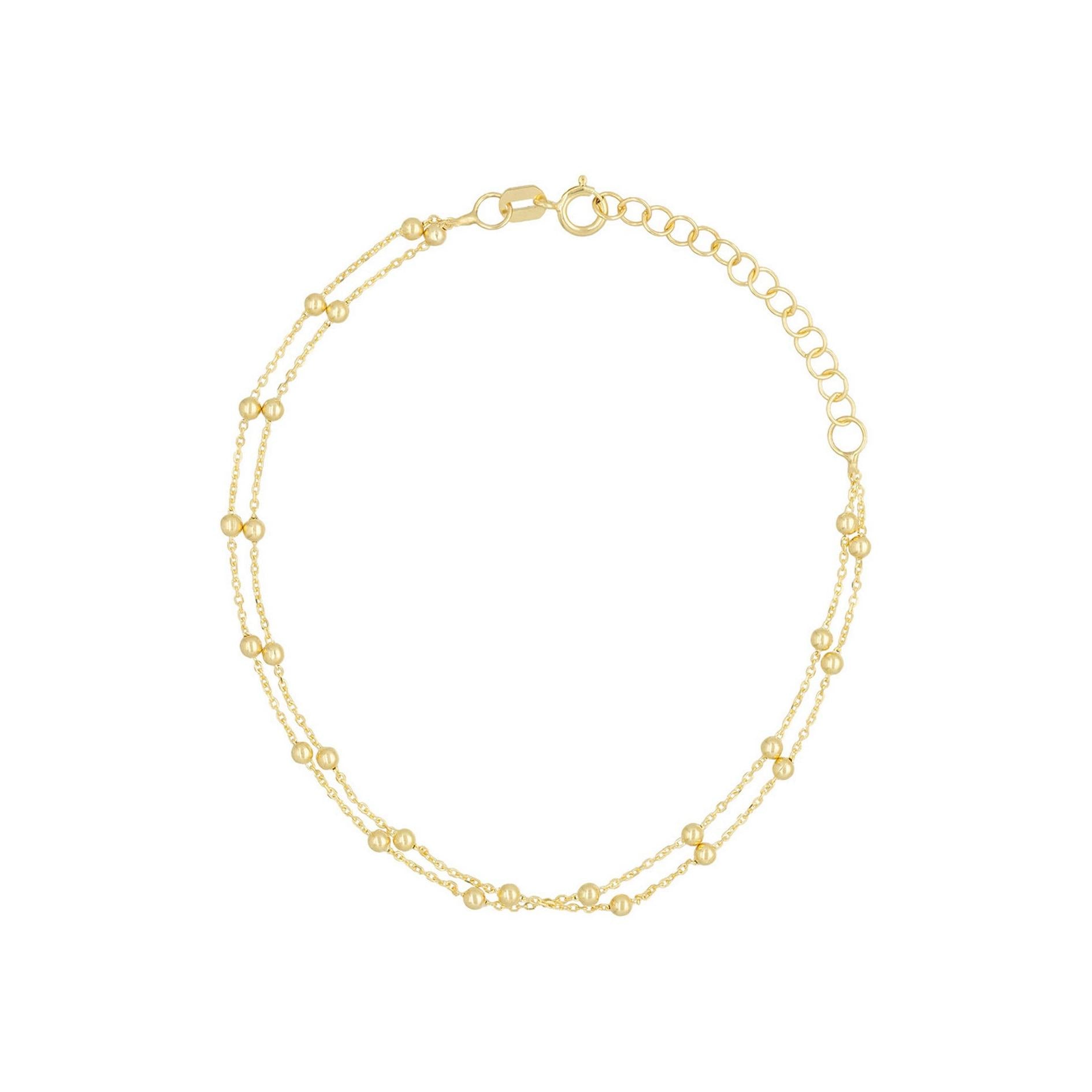 Pulsera De Cadena De Doble Bola En Oro Amarillo 375/1000 - Oro Amarillo 375/1000