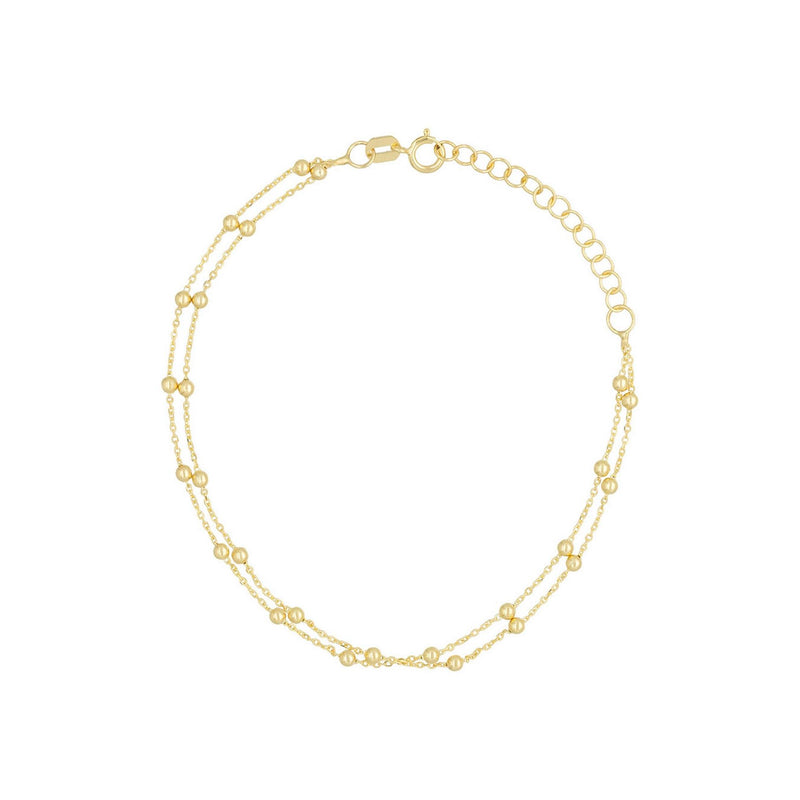 Bracelet Double Chaîne Boules En Or Jaune 375/1000 - Or Jaune 375/1000