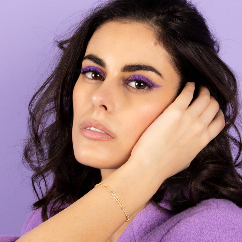 Bracelet Double Chaîne Boules En Or Jaune 375/1000