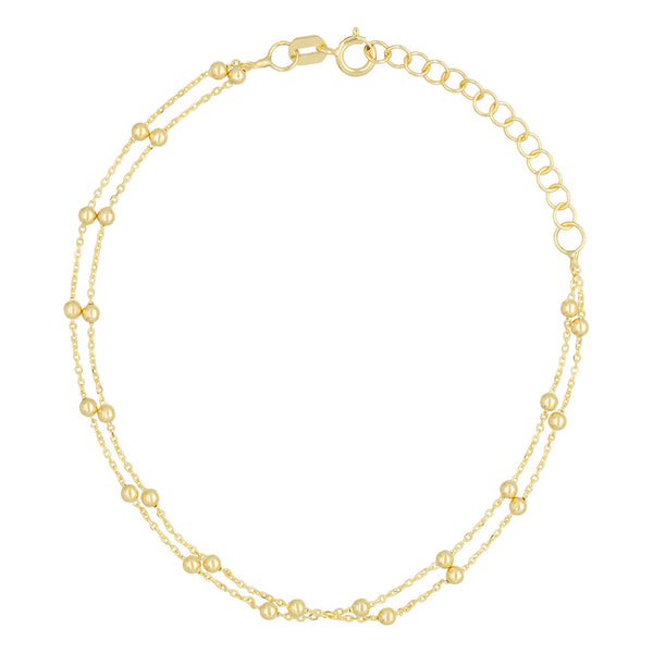 Double ball chain bracelet in 375/1000 yellow gold