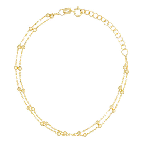 Bracelet Double chaîne boules en Or jaune 375/1000