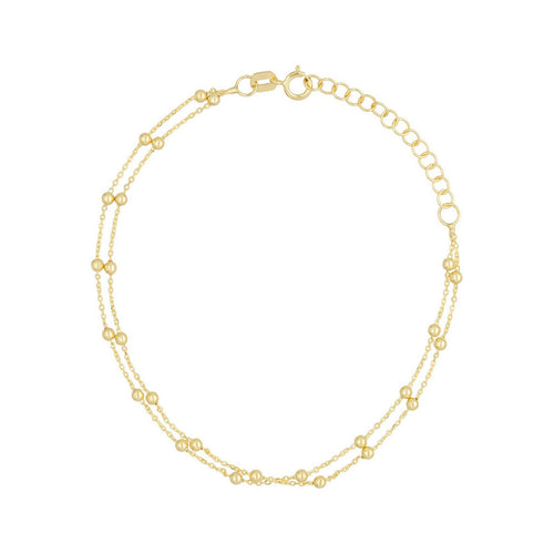 Bracelet Double Chaîne Boules En Or Jaune 375/1000