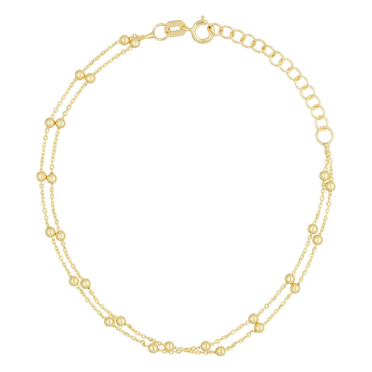 Pulsera De Cadena De Doble Bola En Oro Amarillo 375/1000 - Oro Amarillo 375/1000
