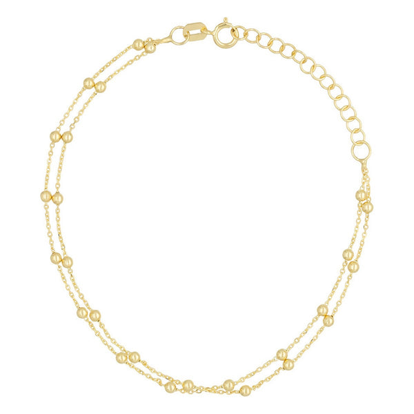 Pulsera De Cadena De Doble Bola En Oro Amarillo 375/1000 - Oro Amarillo 375/1000