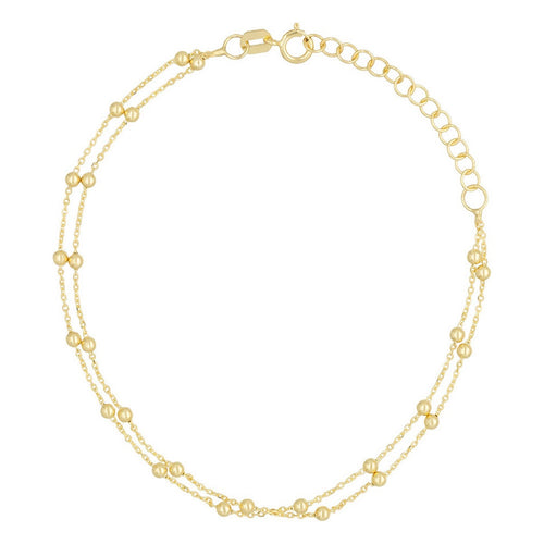 Pulsera De Cadena De Doble Bola En Oro Amarillo 375/1000 - Oro Amarillo 375/1000