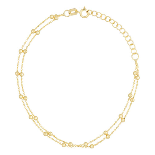 Double Chain Bead Bracelet in 375/1000 Yellow Gold - 375/1000 Yellow Gold