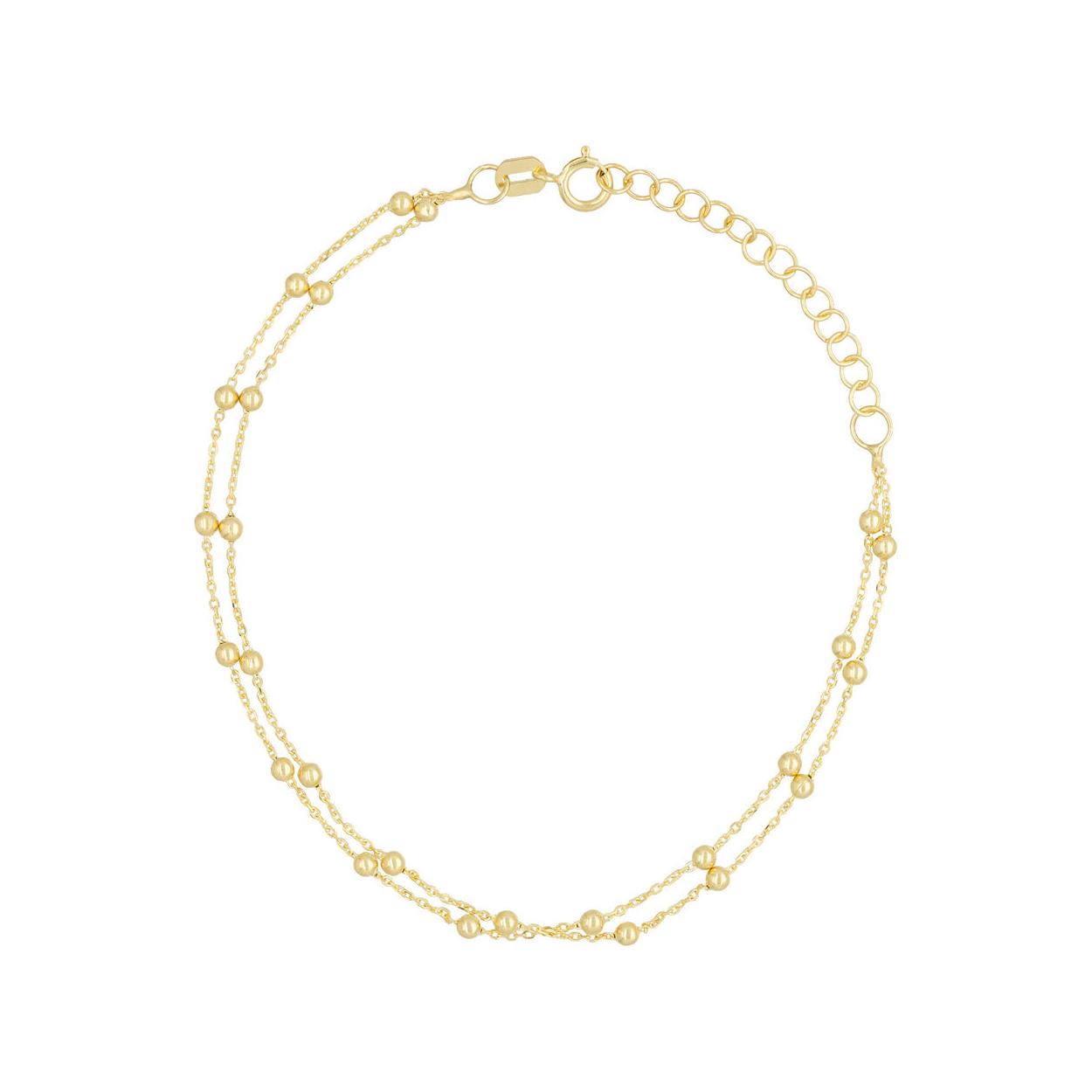 Bracelet Double Chaîne Boules En Or Jaune 375/1000