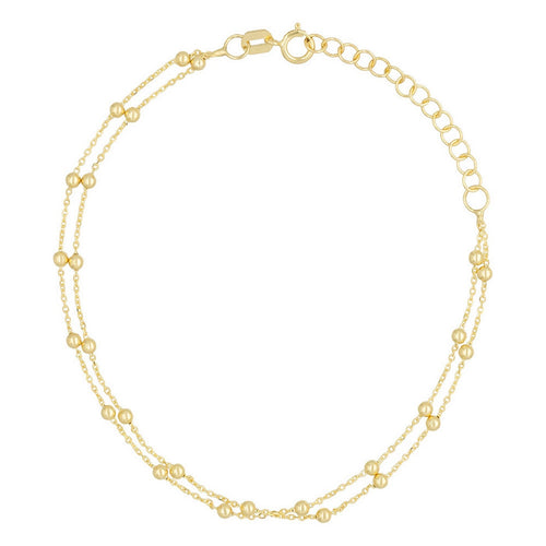 Yellow Gold 375/1000 Double Ball Chain Bracelet - Yellow Gold 375/1000