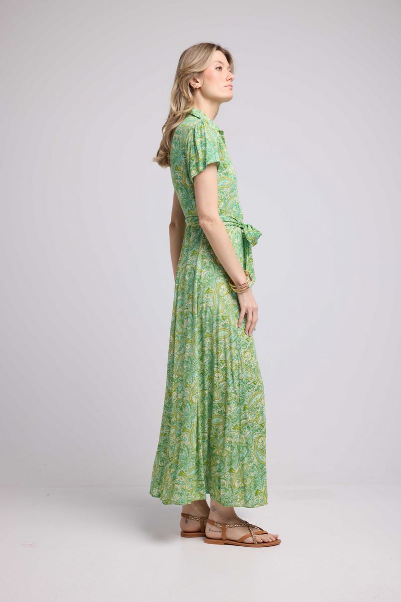 Robe Longue Manches Courtes - Vert