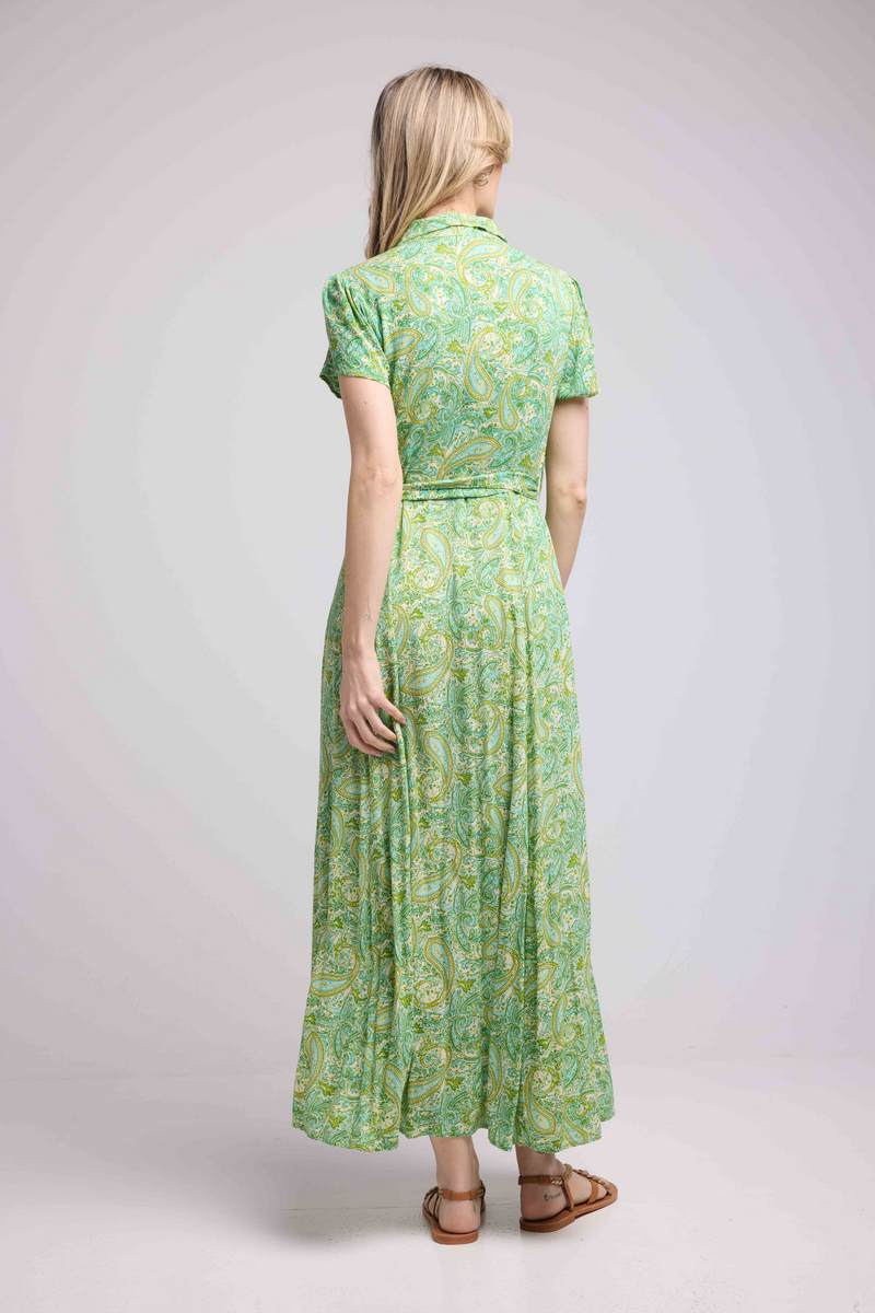Robe Longue Manches Courtes - Vert