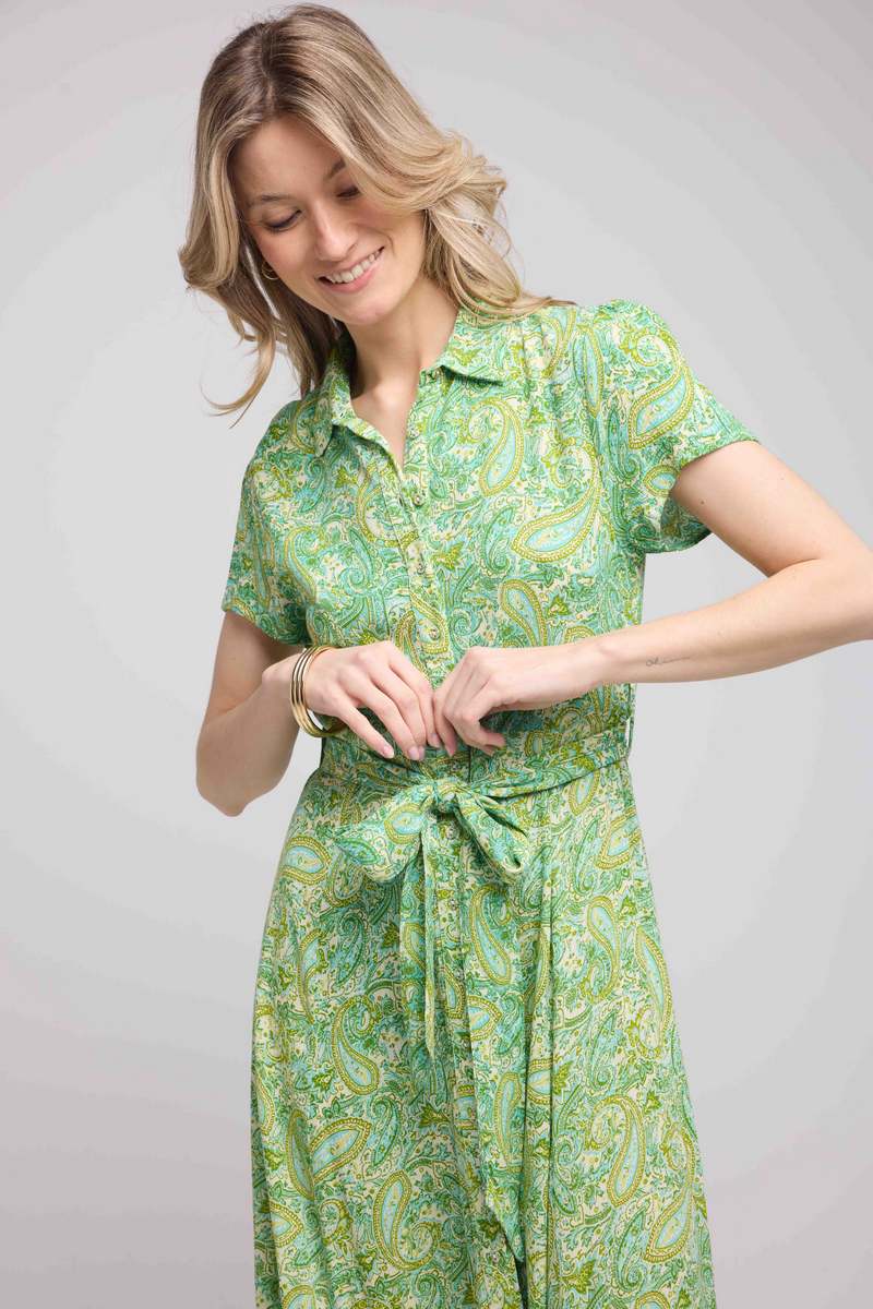 Robe Longue Manches Courtes - Vert