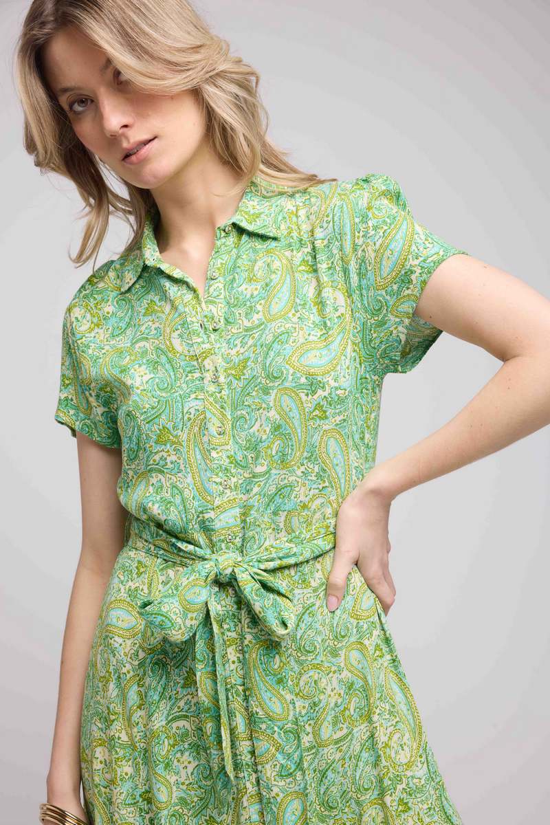 Robe Longue Manches Courtes - Vert