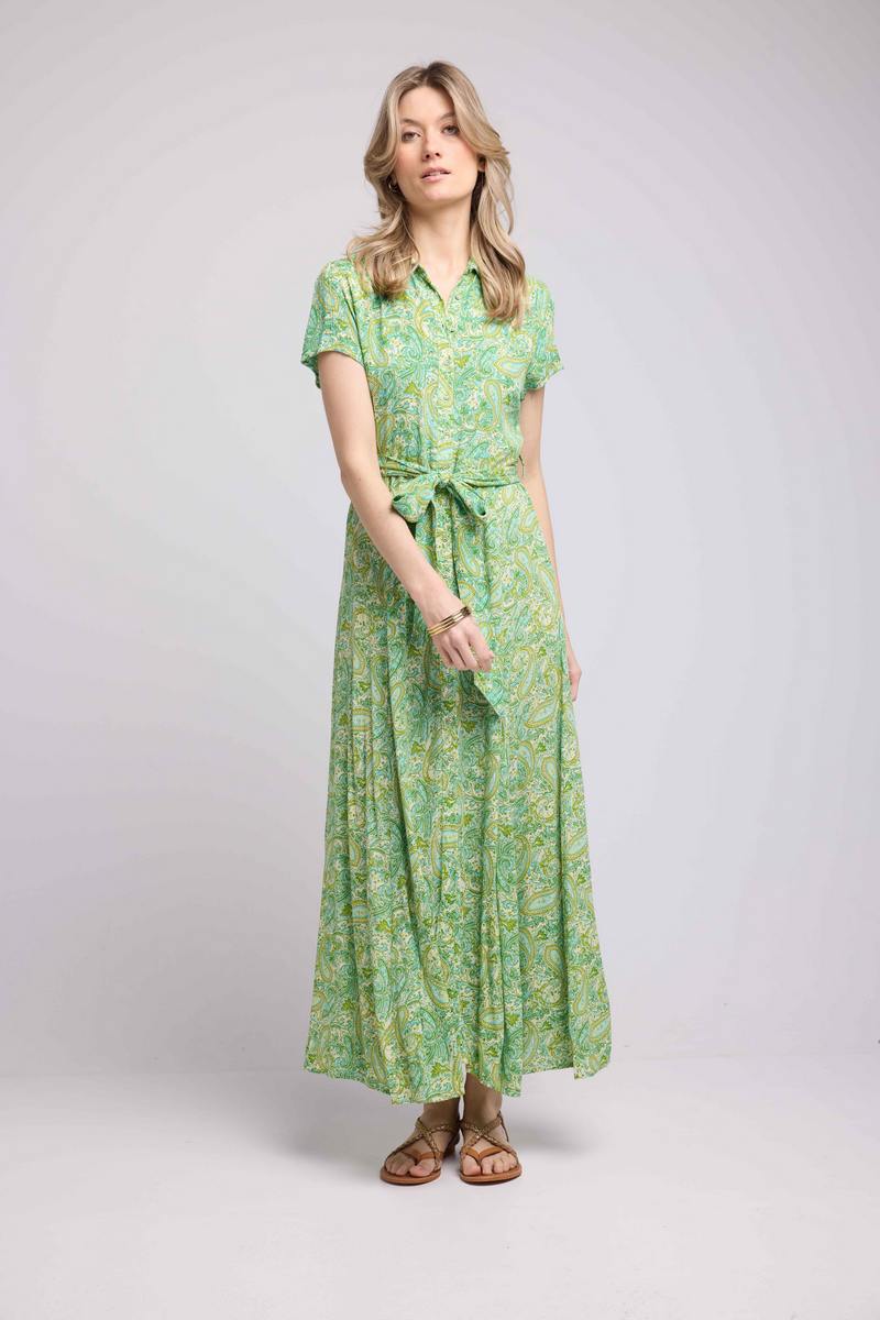 Robe Longue Manches Courtes - Vert
