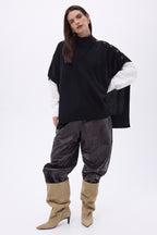 Reba Buttoned Poncho - Black - Women