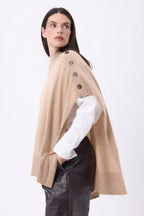 Poncho con botones Reba - Beige crema - Mujer
