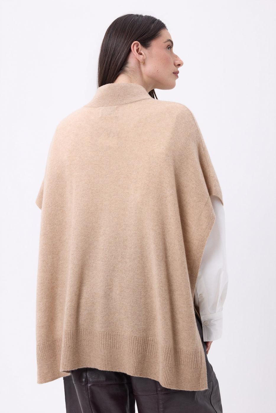 Poncho con botones Reba - Beige crema - Mujer
