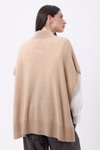 Poncho con botones Reba - Beige crema - Mujer