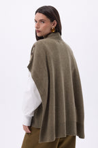 Reba Buttoned Poncho - Mottled Khaki - Women