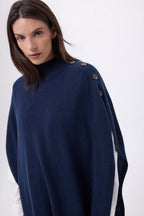 Poncho À Boutons Reba - Bleu Marine - Femme