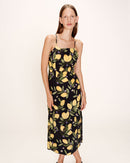 Rebecca Square Collar Midi Dress Black