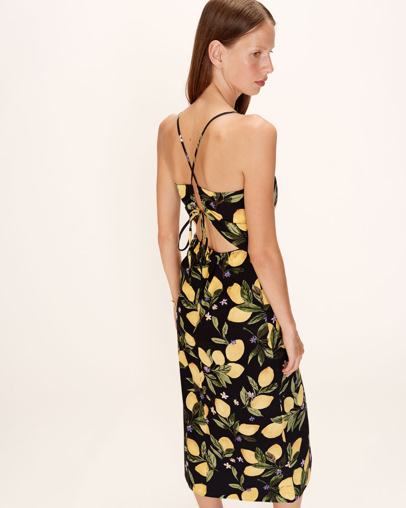Rebecca Square Collar Midi Dress Black