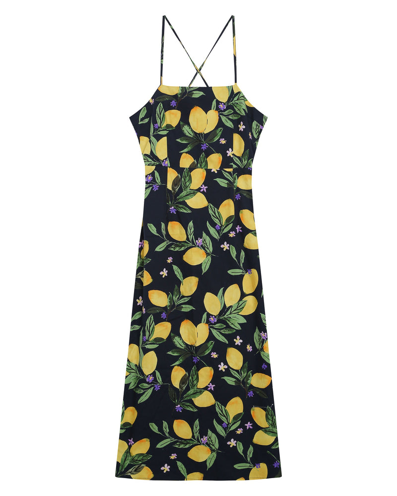 Rebecca Square Collar Midi Dress Black