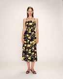 Rebecca Square Collar Midi Dress Black