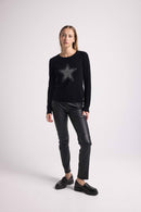 Pull Col Rond Rebecca - Noir Argente