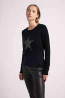 Pull Col Rond Rebecca - Noir Argente