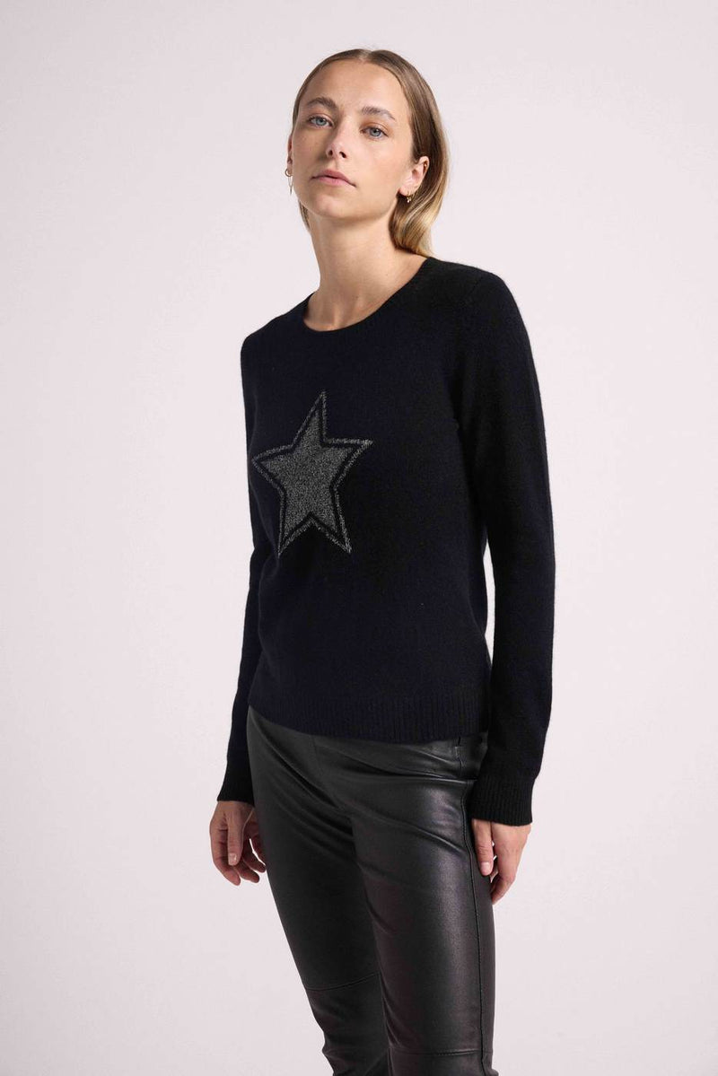 Pull Col Rond Rebecca - Noir Argente