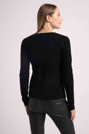 Pull Col Rond Rebecca - Noir Argente