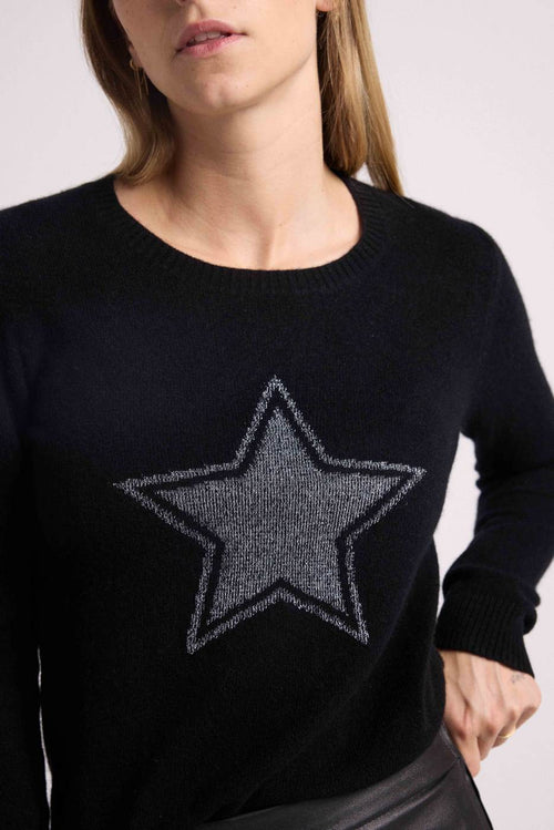 Pull Col Rond Rebecca - Noir Argente