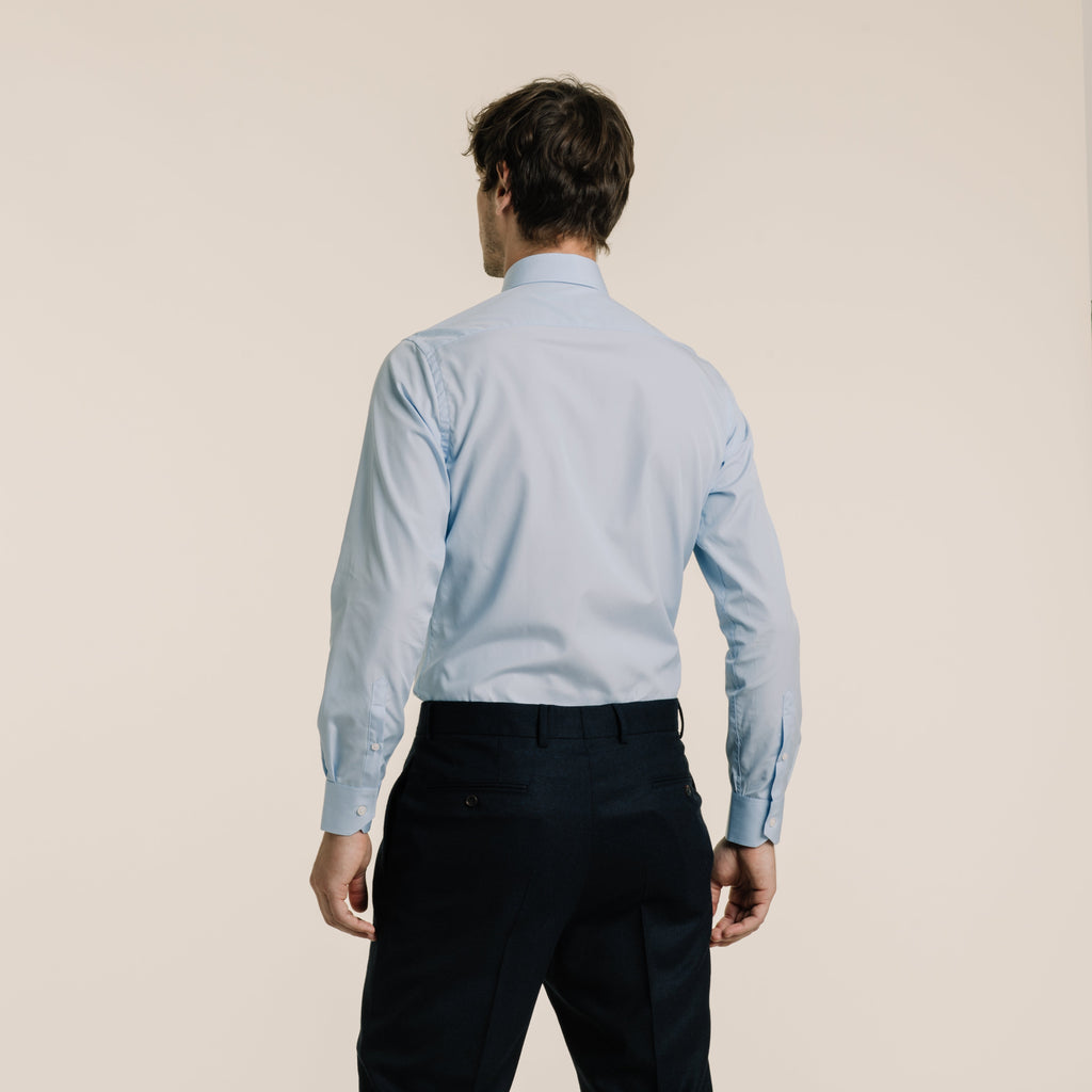 Chemise En Popeline Double Retors Bleue