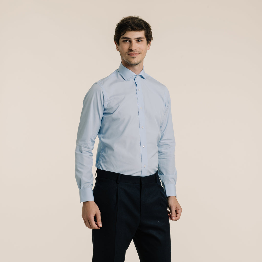 Chemise En Popeline Double Retors Bleue