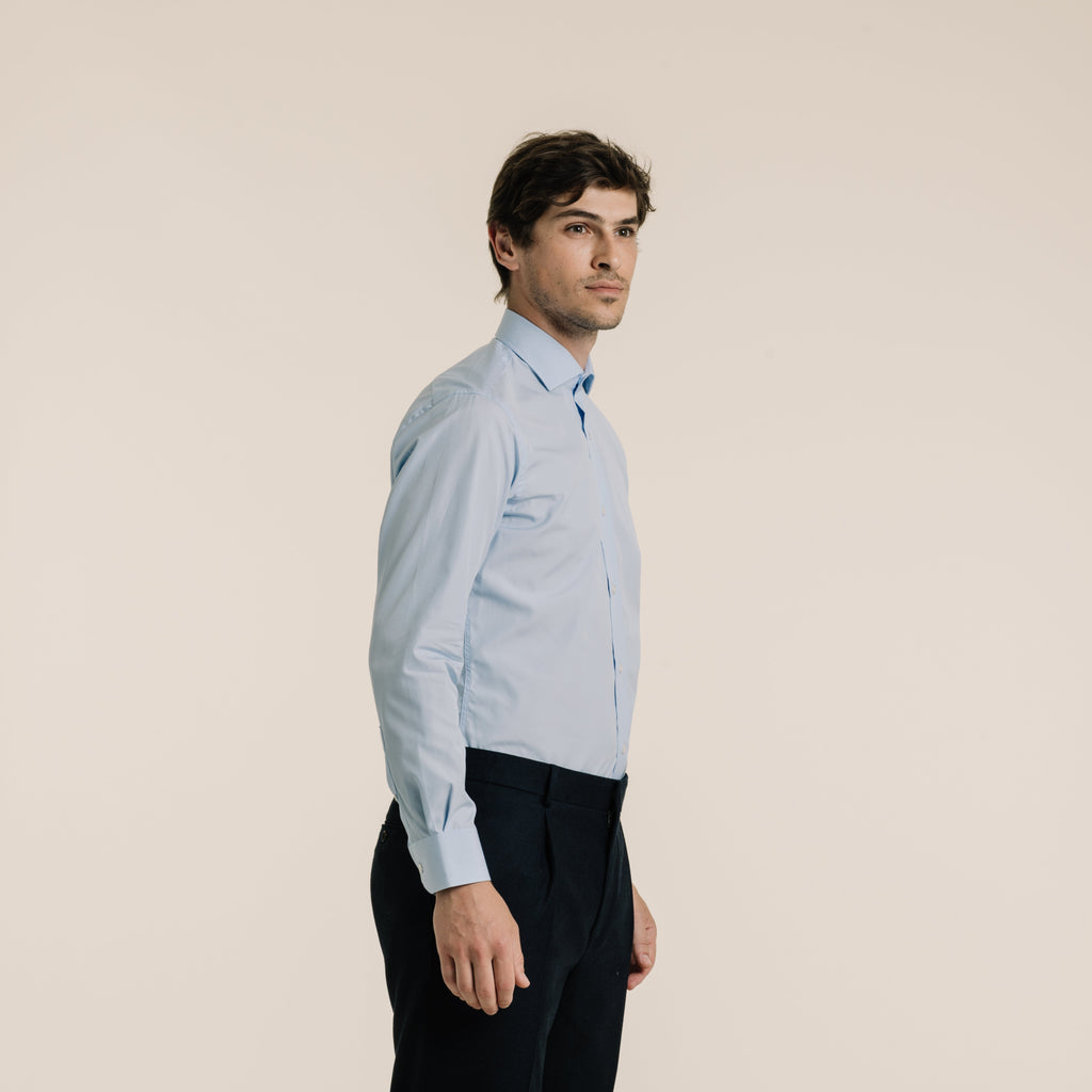 Chemise En Popeline Double Retors Bleue