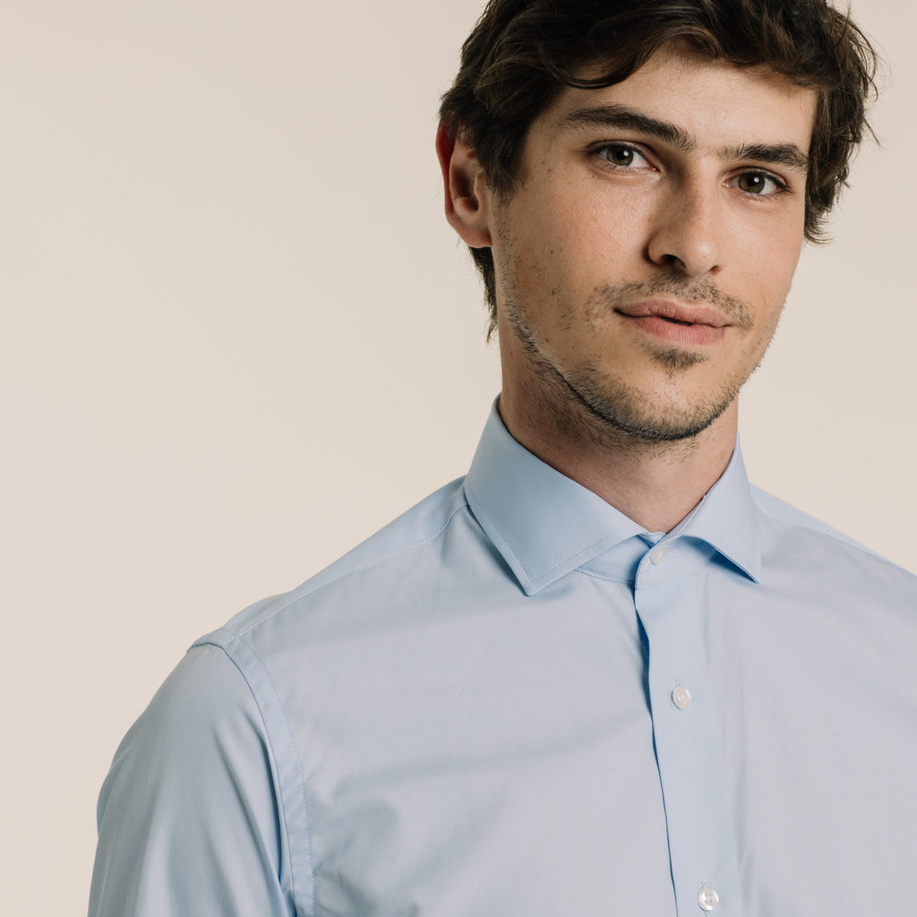 Chemise En Popeline Double Retors Bleue