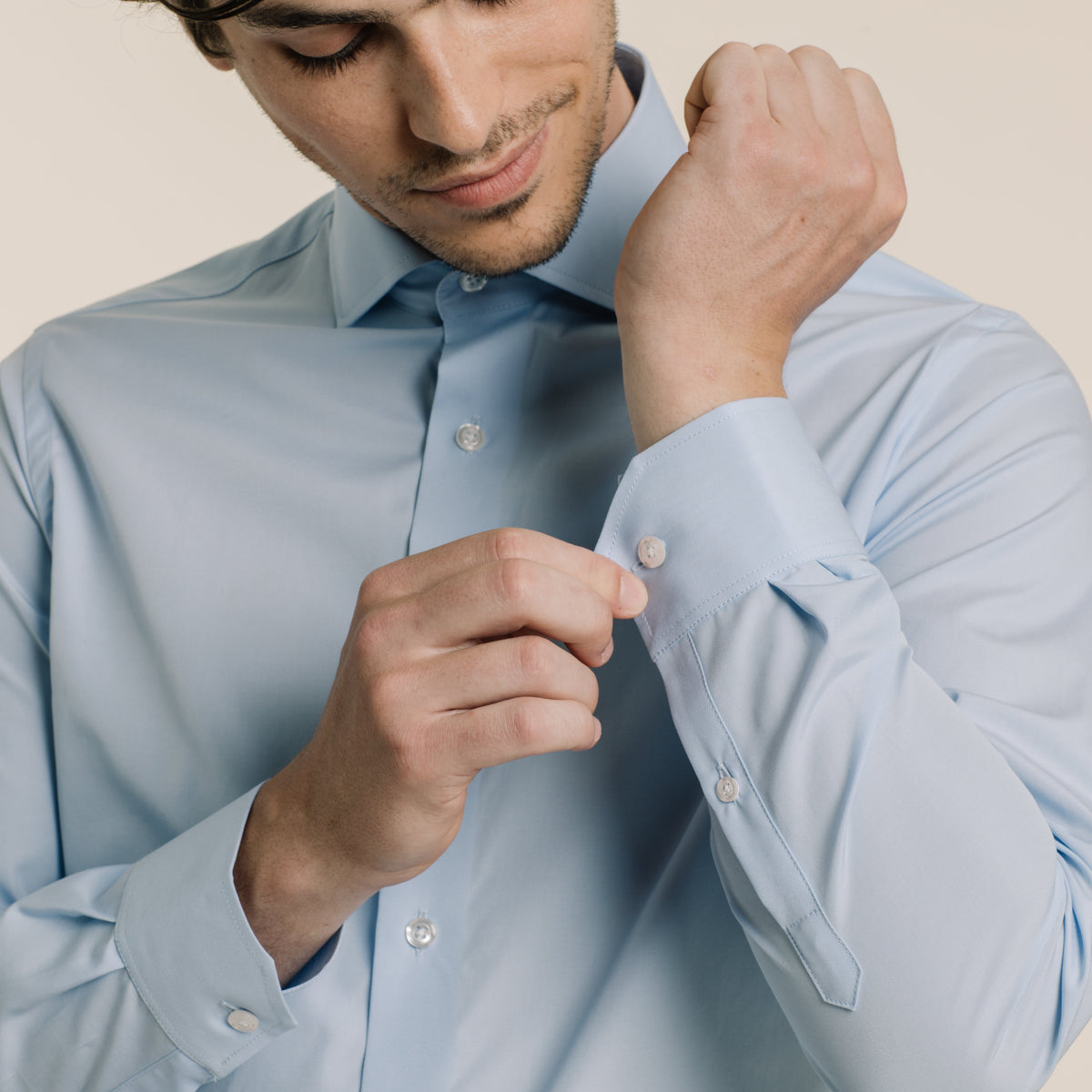 Chemise En Popeline Double Retors Bleue