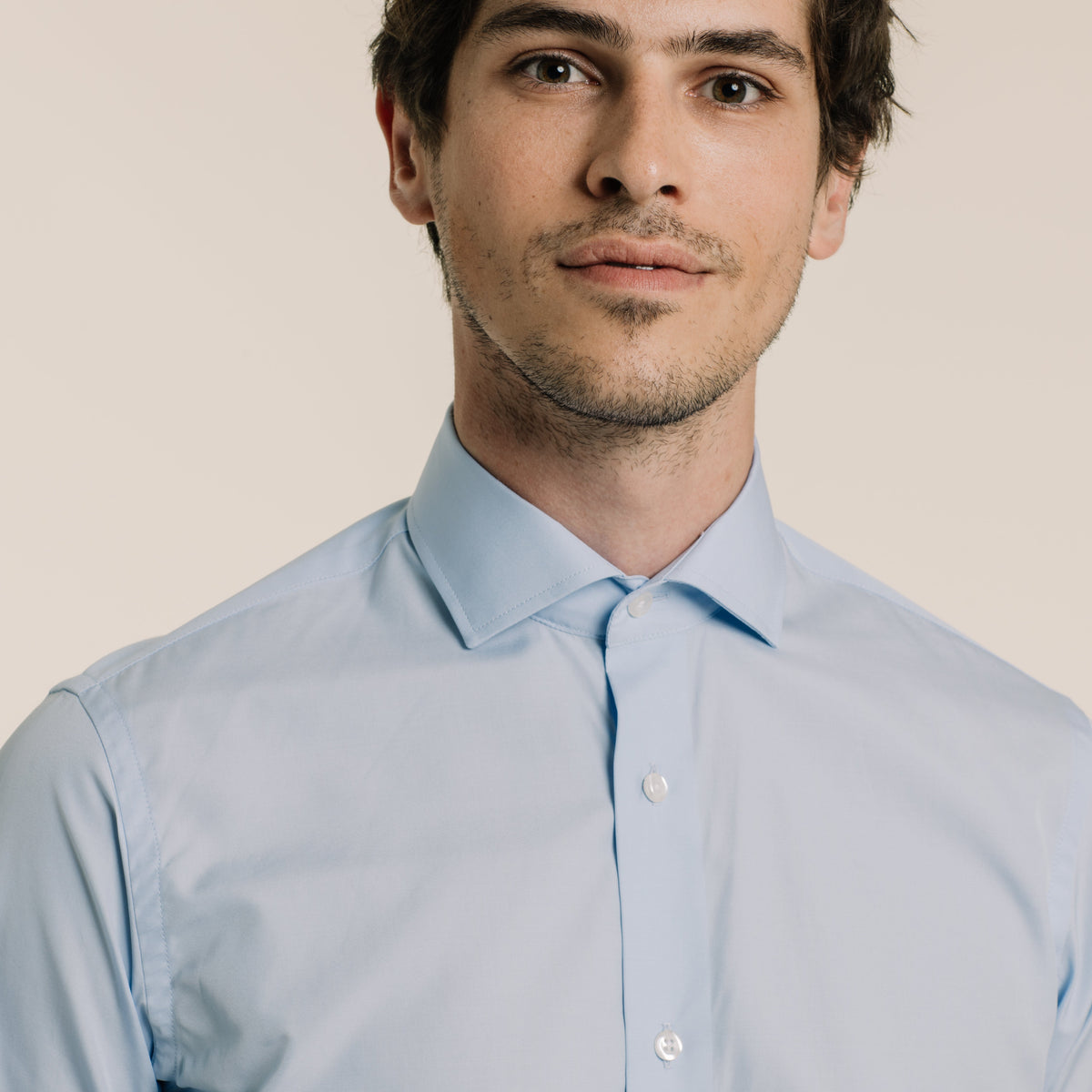 Chemise En Popeline Double Retors Bleue