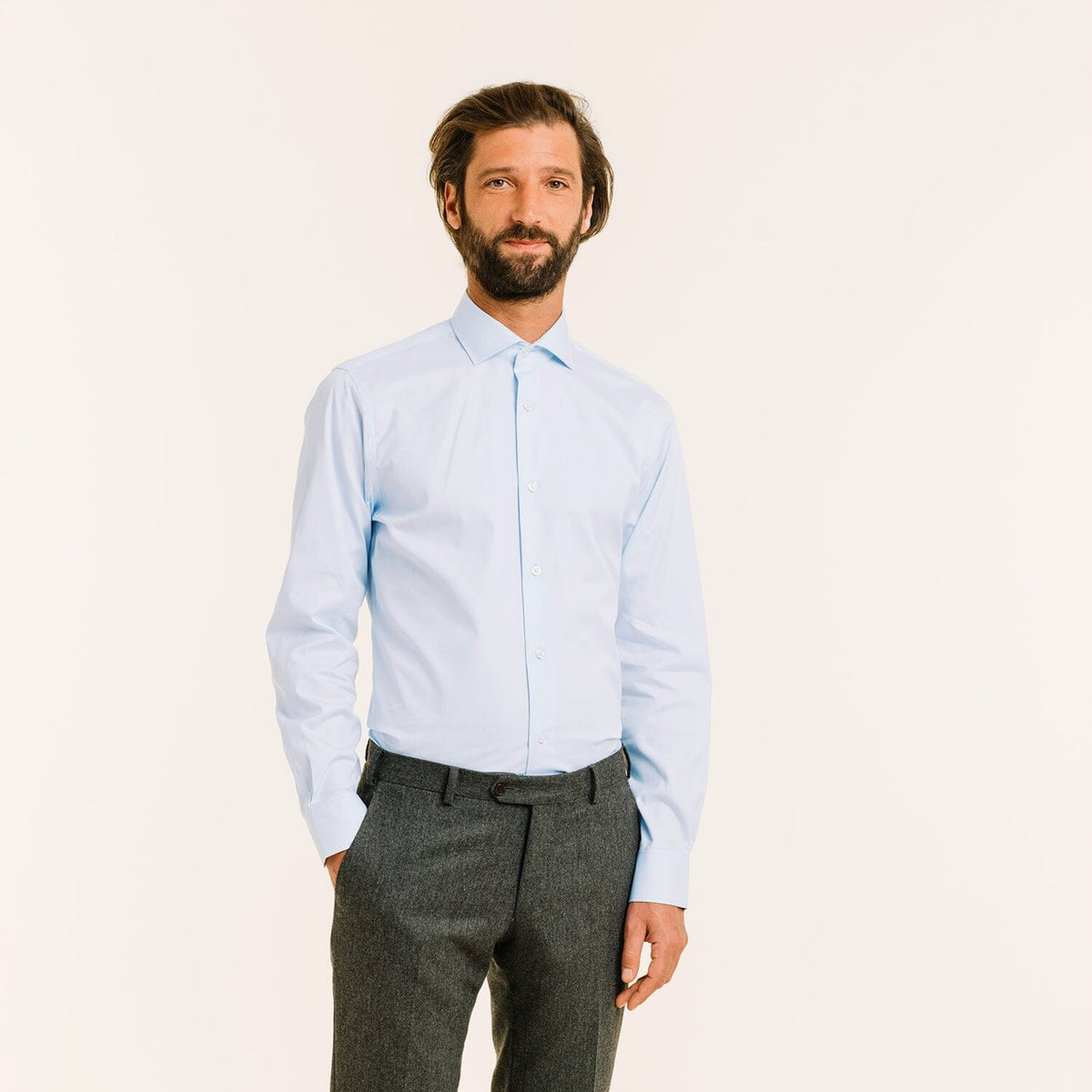 Chemise En Oxford Double Retors Bleu Ciel