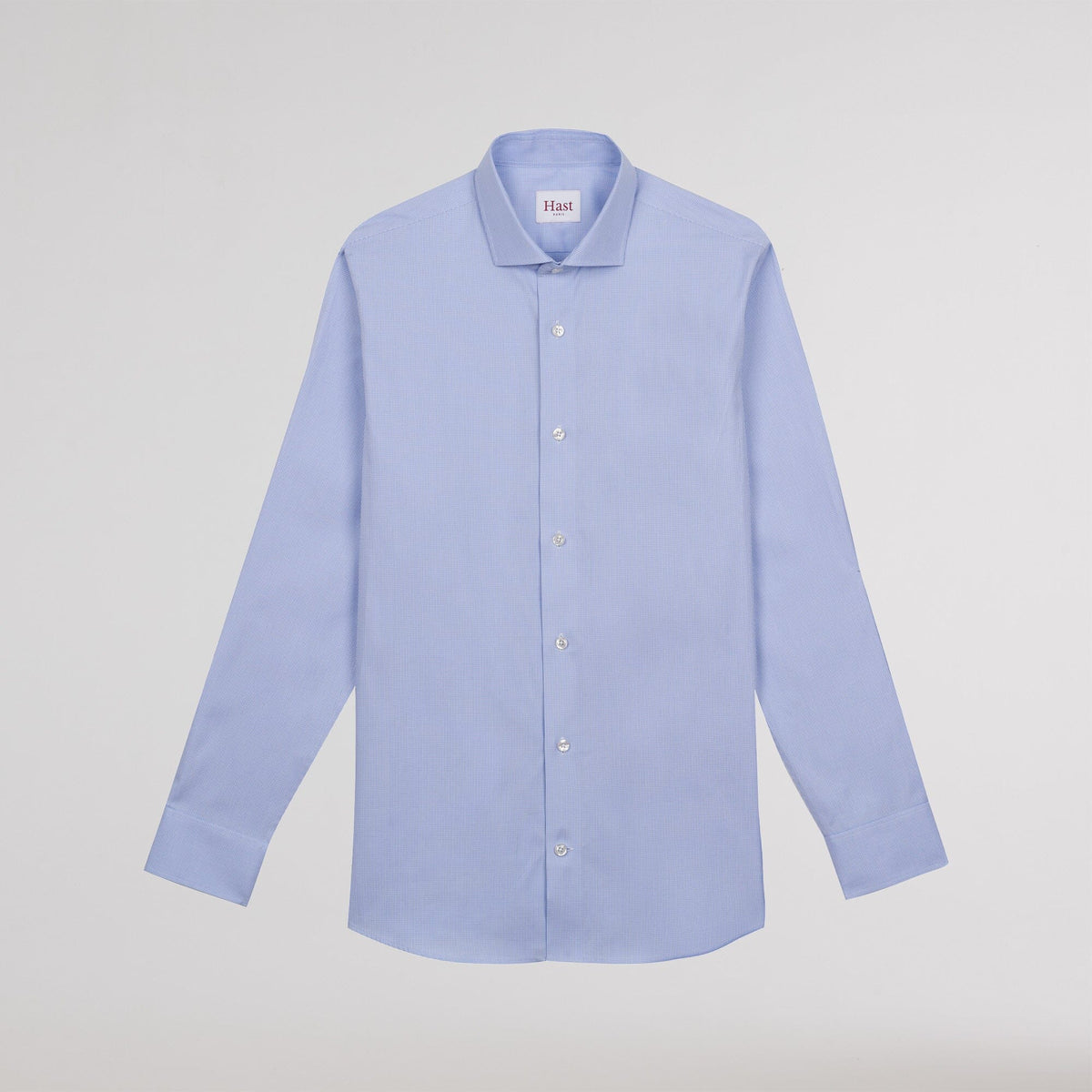 Chemise Cintrée En Oxford Double Retors Pied De Puce Bleue