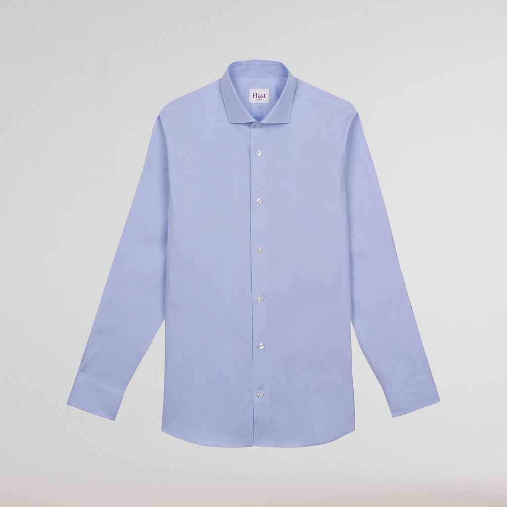 Chemise En Oxford Double Retors Pied De Puce Bleue