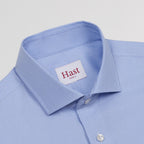 Chemise En Oxford Double Retors Pied De Puce Bleue