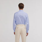 Chemise En Oxford Double Retors Pied De Puce Bleue