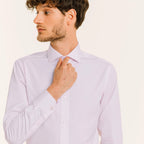Chemise En Popeline Double Retors Rose Pâle