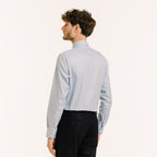 Chemise En Oxford Double Retors Pied De Poule Bleue