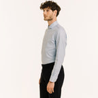 Chemise En Oxford Double Retors Pied De Poule Bleue
